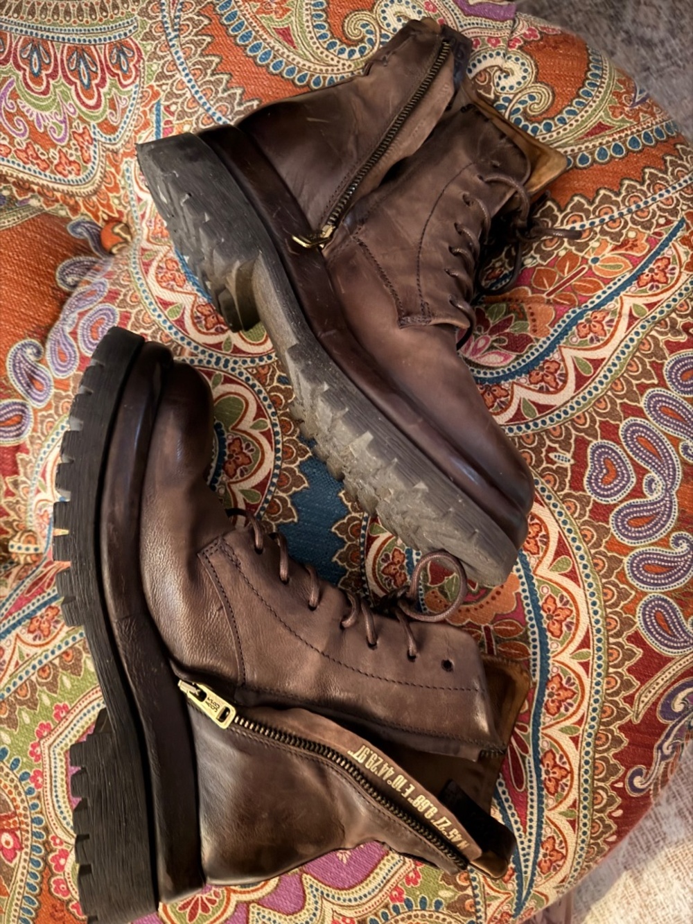 A.S.98 Dillie Brown Leather Lace Up Combat Boots EU 40 US 9.5